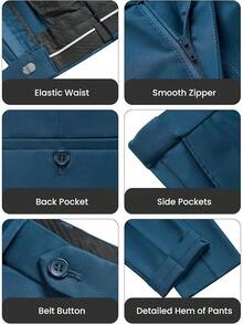 Men's Slim Fit 3 Piece Suit, One Button Solid Blazer Business Party Jacket Vest Pants Sethalloween - 藍色 - 查看 10