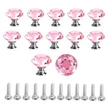 12pcs Crystal Glass Cabinet Knobs, Suitable For Wardrobe Doors, Drawer Cabinets, Shoe Cabinets, Kitchen Cabinets And Other Furniture, Single Hole 1.18 Inches, Small Zinc Alloy Handles, Furniture Accessories - Multicolor - View 12
