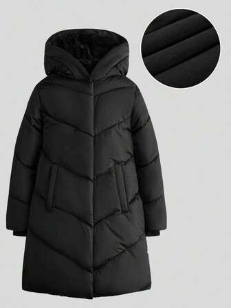 SOLOCOTE Abrigo con capucha con cremallera y bolsillos acolchado para adolescentes, ropa de abrigo casual gruesa de invierno, adecuado para fiestas de Navidad