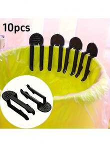 10pcs Durable Plastic Trash Bag Clips, Easy Grip Garbage Can Holders For Home Organization
