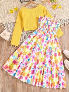 Left Mama Áo dài tay và váy dây hoa cho bé gái tuổi teen, Xuân/Thu - Nhiều màu - Xem 2