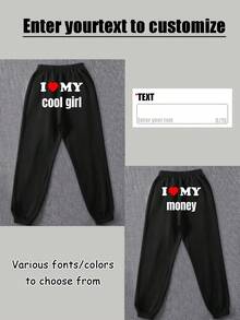 Customized "I Love My Boyfriend/Husband/Girlfriend" Sports Pants With Pockets, Halloween Custom Gift, Wedding Season Gift