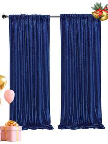 2pcs Navy Blue Sequin Backdrop Curtain, Polyester Glitter Party Background Drape, Birthday Party Decoration Supplies Banner, Navy Blue Reusable Curtain, Suitable For Home Decor, Wedding, Baby Shower, Christmas, New Year, Fits Metal Arch Frame And Balloons, Backdrop Decor, Also Suitable For Daily Use, Shiny Background Fabric Never Goes Out Of Style. - Navy Blue - View 9