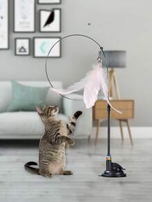 Feather Teaser Cat Toy Cat Toys With Detachable Strong Suction Cup Super Strong Suction, Firmly Suck The Ground Interactive Cat Toys Are Suitable For Cats To Play And Exercise Indoors, Without Battery - Multicolor - View 7