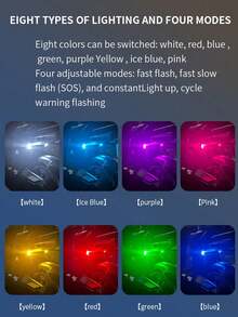 1/2/4 件 LED 飞机灯，LED 频闪灯带红外遥控 USB RGB 彩色防撞无人机夜间飞行迷你自动信号灯迷你灯 8 色 USB 灯适用于汽车摩托车无人机飞机自行车 - 彩色 - 查看 4