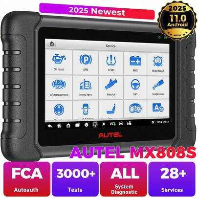 Autel Autel Scanner MaxiCheck MX808S, 2025 OS11 2.0 Ver Of MaxiCOM MK808S/ MK808Z, 3000+ Bidirectional Test, 28+ Services, OE All System Dianostic Scan Tool As MK808Z-BT, Newer Model Of MK808/ MX808