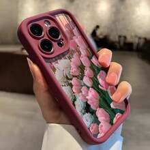 [Teléfono] Teléfono con escalera para los ojos - Diseño sencillo, Ideal para familias. 17, 17 Pro, 17, 17 Pro, 13 Pro, 14 Plus, 15, 16A | Funda antideslizante suave para parejas, accesorio para móvil, diseño artístico, impresa, regalo familiar - Rojo oscuro - Ver 7