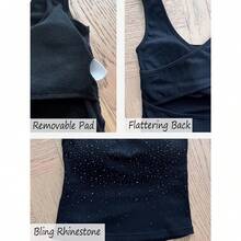 Women Rib Tank Top Padded Workout Top Square Neck Crop Tank Fitted Basic Cami Tops - Diamond Black - View 2