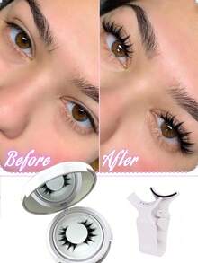 1 对磁性睫毛自然外观，2 对可重复使用磁性睫毛带涂抹器，无需胶水磁性睫毛磁性睫毛套装，易于佩戴和取下 - 尖尾漫畫款 - 查看 6