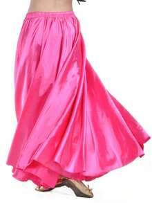 Fashion Dance Maxi Skirt, Women's Satin Double Slit Flared Skirt, Suitable For Belly Dance, Flamenco, Rock - Multicolor - View 29