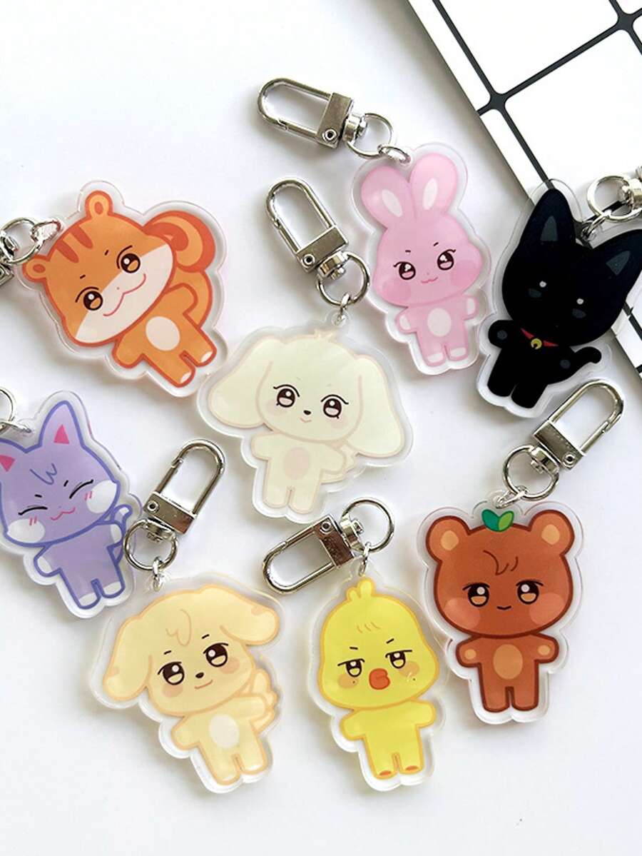1 件卡通钥匙扣，ANITEEZ 可爱亚克力钥匙扣包配件，Kpop Yunho Yeosang 粉丝礼物 - 彩色 - 查看 1