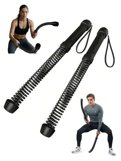 2pcs Cordless Battle Ropes, Portable Training Ropes, 3-In-1 Multi-Functional Cordless Battle Ropes, Air Ropes, Adjustable Resistance, High Intensity Interval Training (HIIT) Fitness Equipment, Toned Arms, Cardio & Muscle Training, Low-Impact Aerobic Exercise, Suitable For Beginners, Unisex Home Gym Equipment