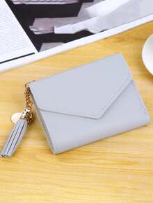 1 chiếc ví nhỏ kiểu cổ điển trơn, đựng tiền xu, thẻ tín dụng, ví da thật, ví nhỏ gọn cho nữ, ví nhỏ xinh mùa thu. - Nhiều màu - Xem 18