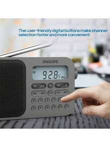 PHILIPS Radio de transistores TAR6108 Selección de canales digitales de un solo toque Almacenamiento automático de frecuencia Altavoz portátil multifunción - Gris plateado - Ver 3