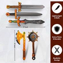 12 Pack Foam Swords And Shields Playset Medieval Combat  Warrior Weapons Costume Role Play Accessories For Party Favors TAOWKI1 - 5 包 - 查看 3