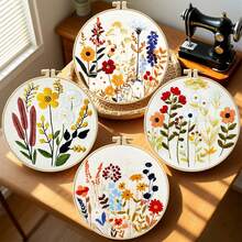 Sunflower & Bee Embroidery Kit For Beginners, Includes 11CT Printed Fabric Pattern, Full Tool Set, And DIY Craft Instructions