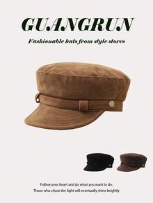 1pc Women's Solid Color Fashionable Versatile Retro Beret Hat, Suitable For Autumn/Winter, Stylish Artist Cap, High-Quality Warm Newsboy Cap For Daily Commute, Camping, Travel, Hiking, Theme Parks, Cafes, Farms, Gatherings, Parties, Photo Shoots - MM2271 - View 3