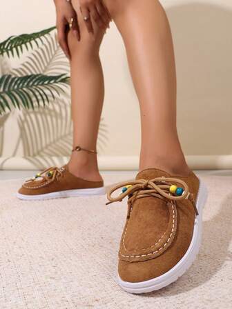 2024 Nuevos Zuecos Estilo Bohemio para Mujer, Zuecos de Ante Negro/Marrón con Decoración de Cuentas de Colores y Diseño de Cordones, Cómodos Zuecos Suaves Tipo Terciopelo, Suela de Goma Ligera y Resistente, Zuecos Versátiles y de Moda para Uso Diario, Fáciles de Combinar para Usar en Interiores y Exteriores, Artículo Imprescindible y Popular para Atuendos Diarios, Fiestas y Estilo Callejero