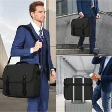 Lubardy Portafolios para Hombre Gran Capacidad Portafolio para Laptop 15.6 Pulgadas Maletín Hombre Maletin Laptop Lona con Bandolera Ajustable,Negro - Negro - Ver 7