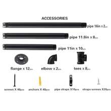 Industrial Wall Mount Iron Pipe Shelf Shelves Shelving Bracket Black Vintage Retro Ceiling Hung Shelf DIY Open Bookshelf Storage For Offcie Room Kitchen 2PcsX5Tier68 Tall 10 Deep Hardware Only - 黑色 - 查看 3