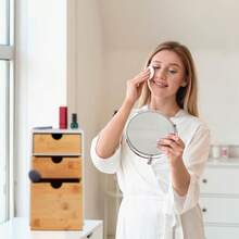 Relaxdays Schubladenbox, Bambus & MDF, HBT: 28x17x21,5 cm, Mini-Kommode 3 Schubladen, Schreibtisch Organizer, Natur/weiß