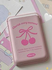 1 Stück Cartoon Ins süßer Stil Englisch Graffiti Skizze Schleife Kirsche Magnetische Kartenhülle Handy Aufkleber