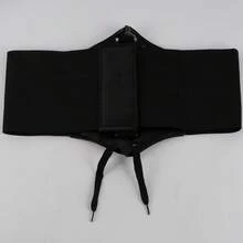 Waist Cincher Corset Wide Band Elastic Tied Waspie Belt Leather Soft Adjustable Black - 1 - 查看 6