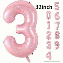 1 个 32/40 英寸粉色纯色铝箔数字气球，0-9 大尺寸涤纶数字气球，装饰气球，可重复使用，适用于生日装饰、派对装饰、周年纪念、房间装饰、结婚纪念日、派对用品 - 粉色 - 查看 7