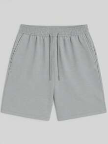 Men's Bermuda Shorts, Plain Sweatshirt, Flannel Shorts, Immediate Shipping, Various Colors, Comfortable - Xám - Xem 4