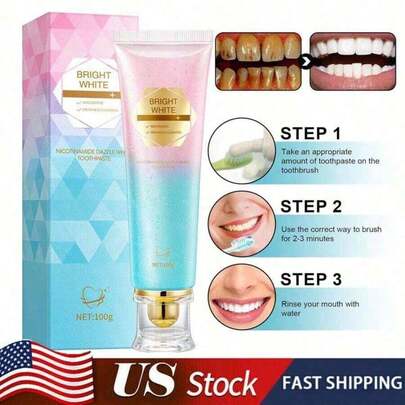 Pasta de dientes blanqueadora con niacinamida para adultos, pasta de dientes blanqueadora con niacinamida para una sonrisa brillante, pastas de dientes intensivas blanqueadoras con niacinamida - para dientes talla grande sanos y talla grande blancos