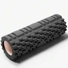 1pc High Density Foam Roller - Firm Handheld Muscle Massage Tool With Trigger Point Grid, For Yoga, Body Relaxation & Self-Myofascial Release - Athlete Fitness Recovery Tool, Durable Design With Grooved Surface