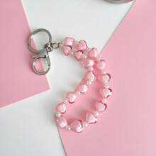 1pc Handmade Beaded Heart Shaped Phone Lanyard, Phone Charm Accessory, Anti-Lost Phone Strap, Bracelet Pendant, For Friends Halloween Accessories Teachers Day Christmas Gift Ideas