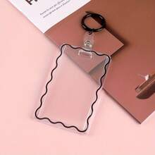 Transparent Acrylic Card Holder With Keychain, Durable Protective Cover, Suitable For Student ID, Meal Card, And Office Supplies, Plastic Material