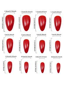 24片/套 Y2K 美学血红色水晶猫眼按压式美甲贴片，长款杏仁红色猫眼亚克力假指甲，包含1片果冻胶和1个指甲锉，适合女性和女孩日常佩戴，锐舞派对美甲用品 - 紅色 - 查看 4