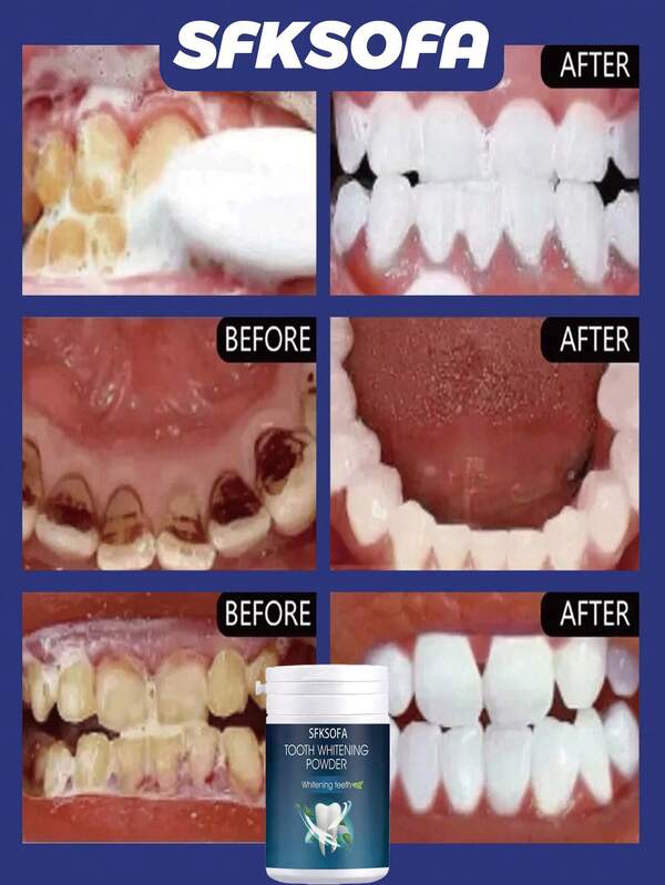¡Blanqueamiento profundo + Sensación de frescura! Polvo blanqueador de dientes, restaura la confianza en una sonrisa brillante