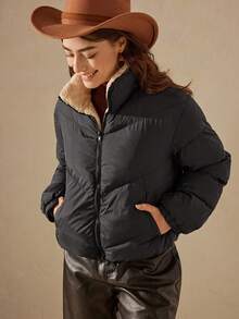 Wildy Women Zipper Long Sleeve Fashionable Winter Cold-Proof Jacket