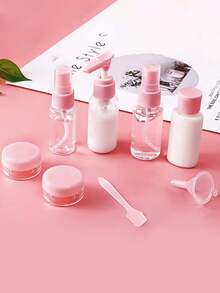 1 Set Transparent Leak-Proof Travel Toiletry Dispenser Bottles, Refillable Lotion Shampoo Cream Liquid Soap Containers, Back To School, Holiday Travel, Business Trip, Camping Dorm Storage Travel Accessories - Pink - View 2