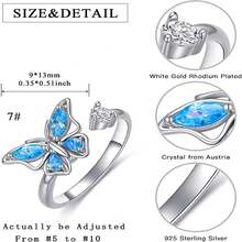 1pc Women's Anxiety Relief Butterfly Adjustable Ring, Wedding Jewelry, Stress Relief, Daily Wear