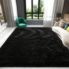 Living Room Rugs, Bedroom Rugs – Ultra Soft Plush Rug, Fluffy Shaggy Carpet, Washable Area Rug With Non-Slip Backing & 4 Free Grip Stickers, Modern Home Dorm Decor, Multiple Sizes 4x6 5x7 6x9 8x10 9x12 10x14, Black Rug - màu đen - Xem 5