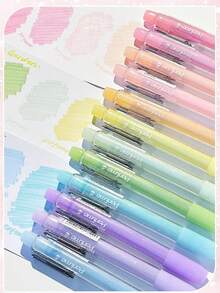 香水气味闪亮荧光笔 4 件/1 套 12 色闪光荧光笔荧光笔荧光凝胶笔斜头标记粉色和可爱荧光笔回到学校学校办公文具下划线突出显示广泛多彩彩绘文具学校用品