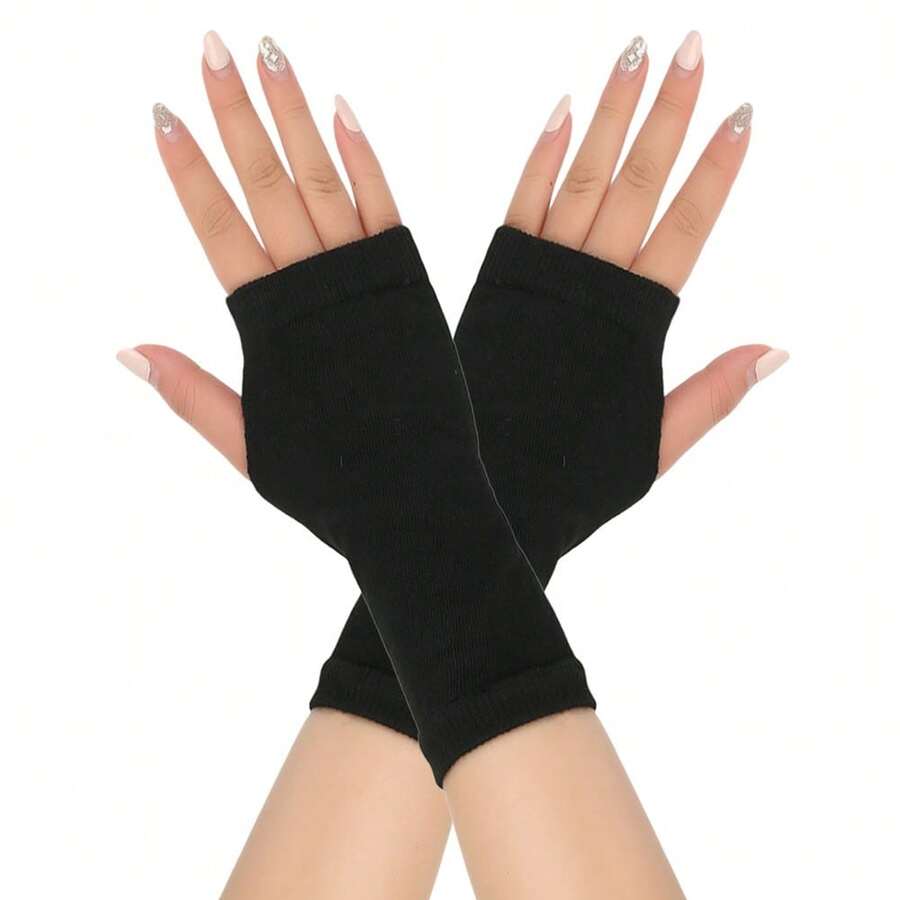 1pc Spring/Summer Cotton Gloves Half Finger Sports Open Finger Gloves Knitted Short Men's And Women's Styles Autumn/Winter Thin DIY Arm Cover