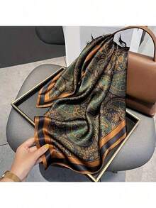 1 件复古风格真丝腰果印花围巾 - 多功能时尚配饰、头带和情侣围巾 - 彩色 - 查看 3