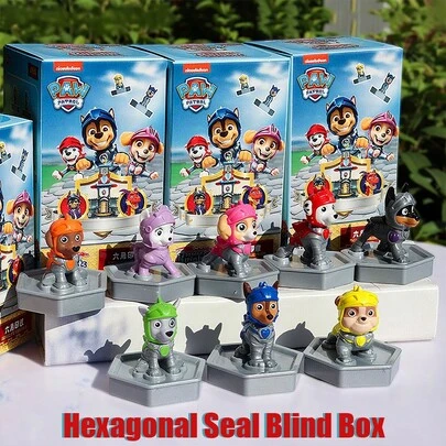 PAW Patrol Tecknad Sexkantig Stämpel Ögonblindlåda - Chase, Skye & Rubble Sexkantiga Stämpelfigurer | Leksaksdekoration & Gåva, Paw Patrol Valpar Monteras! (Slumpmässig Stil Levereras)