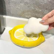 1pc 300ml Lemon-Shaped Ceramic Lotion Bottle - Refillable Pump Dispenser For Soap, Shampoo, And Detergent, Phthalate-Free, Ideal For Bathroom And Kitchen Use, Bathroom Decor And Accessories