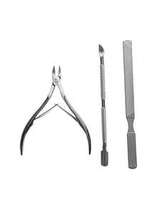3 Packs Cuticle Cutter Cuticle Nippers Pointed Blade Cuticle Trimmer Stainless Steel Nail Clippers Manicure Tool - Silver - View 9