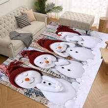 1/2 pièces Tapis de sol de Noël, tapis de sol de cuisine motif bonhomme de neige blanc de luxe avec chapeau rouge, convient pour la décoration de fête, la cuisine, la salle de bain, la chambre, la cuisine et la salle à manger, les décorations de Noël, l'aménagement festif du sol