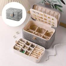 1pc Vintage-Style Jewelry Organizer Box With Lockable Drawers & Velvet-Lined Compartments - Large Faux Leather Rectangular Tabletop Storage For Earrings, Rings, Necklaces - Unique Gift For Women, Mom, Jewelry Box, Jewelry Boxes