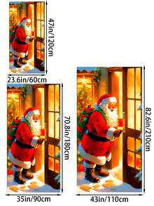 Copertura per porta di Babbo Natale - In fibra di poliestere, decorazione natalizia multifunzionale per uso interno ed esterno - Senza bisogno di elettricità