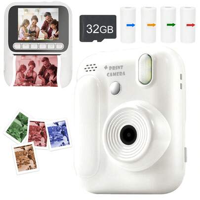 Kids Camera With Color Printing Paper, Supports 1080P Video Recording, Suitable As Christmas And Birthday Gift For Boys And Girls, Portable Travel Printing Digital Camera Toy For 3-12 Years Old Children, Fun Photo Frame - Best Choice For Christmas And New Year Gifts, Back To School Gift