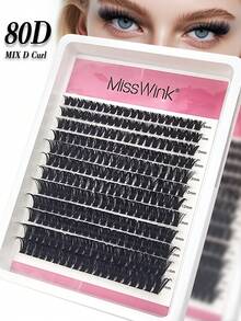 Mi giả Miss Wink 80D cong mềm tự nhiên, độ dày 8-16mm, độ cong D 0.07mm, 12 hàng, 240 miếng, từng cụm 3D ôm sát, thích hợp cho trang điểm hàng ngày, nhẹ và tiện dụng, phù hợp cho sinh hoạt thường ngày, tiệc tùng và nhiều dịp khác nhau. - màu đen - Xem 7